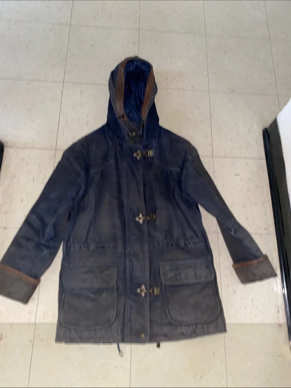 VINTAGE SILVERLEAF HEAVY SUEDE HOODED WOMENS JAVKET SMALL